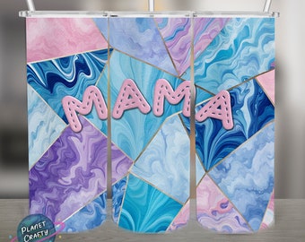 Mama Tumbler Wrap, Pastel Pattern, Mom Mother's Day PNG Design, 20Oz Skinny Tumbler Wrap, Digital Download