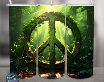 Peace Sign, Lush Nature Design, Artifact PNG Design, 20Oz Skinny Tumbler Wrap, Digital Download
