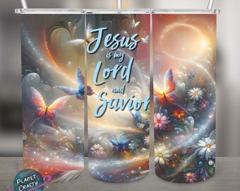 Jesus is my Lord and Savior PNG Design, 20Oz Skinny Tumbler Wrap, Digital Download