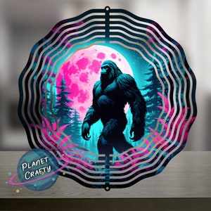Bigfoot Silhouette Under Moonlight, Wind Spinner PNG Design, Digital Download