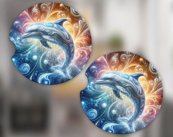 Dolphin, Beautiful Artistic Car Coaster PNG Design, Digital Download
