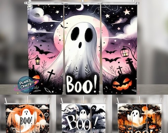 Boo ghost Bundle, 20oz Skinny Tumbler Wraps, Halloween Sublimation Designs