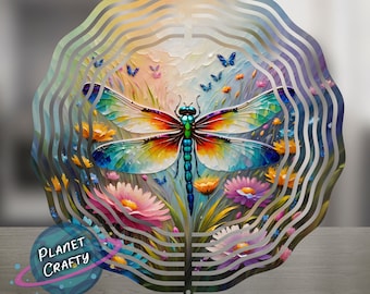 Dragonfly Illustration, Beautiful Outdoor Nature Scene, Wind Spinner PNG Design, Digital Download