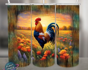 Rooster PNG Design, 20Oz Skinny Tumbler Wrap, Digital Download