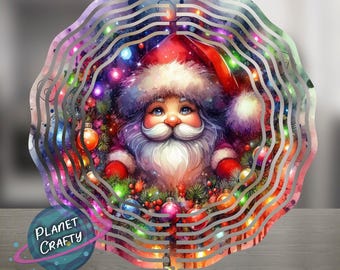 Santa, Christmas Lights Designs, Wind Spinner PNG Design, Digital Download