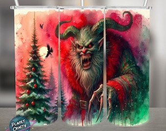 Krampus, Scary Christmas PNG Design, 20Oz Skinny Tumbler Wrap, Digital Download