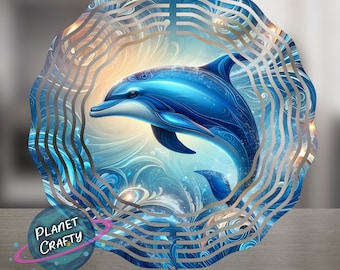 Dolphin, Beautiful Design With Underwater Swirls, Wind Spinner PNG Design, Digital Download