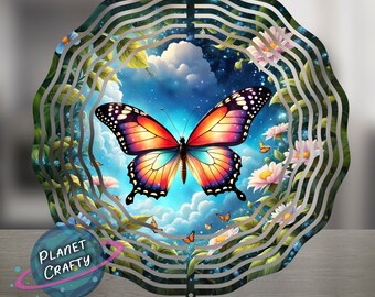 Beautiful Butterfly in Nature, Wind Spinner PNG Design, Digital Download