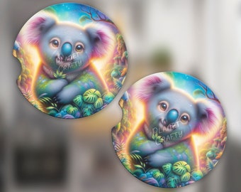Koala Bear, Colorful Artistic Car Coaster PNG Design, Digital Download