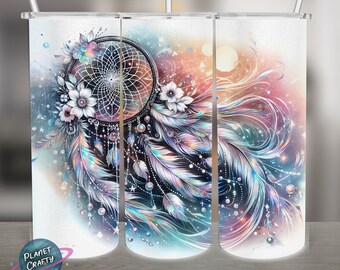 Dreamcatcher, Beautiful Flowing PNG Design, 20Oz Skinny Tumbler Wrap, Digital Download