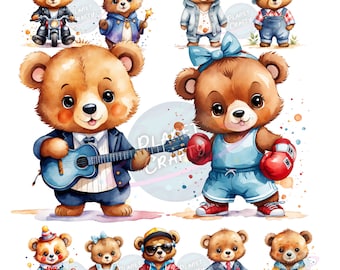 Cute Bears Clipart Bundle, More Than 80 Teddy Bear Images, Watercolor PNG Designs, Digital Download, Sublimation