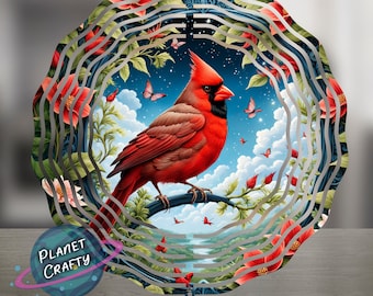 Cardinal, Red Cardinal Nature Themed Wind Spinner PNG Design, Digital Download