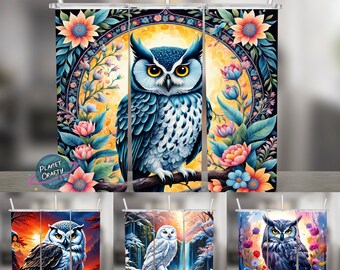 Owl Design Bundle, Nature Inspired 20oz Skinny Tumbler Wraps, Sublimation Designs