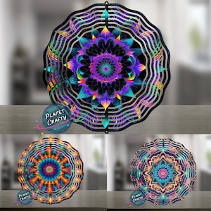 Wind Spinner Bundle, Mandela Designs Bundle, Colorful Neon PNG Designs, Digital Download