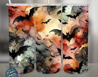 Bats Pattern, Halloween PNG Design, 20Oz Skinny Tumbler Wrap, Digital Download