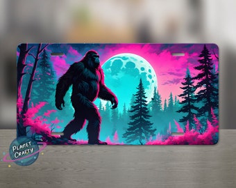 Bigfoot, Sasquatch, Fantasy Neon Nature Design, License Plate PNG Design, Digital Download