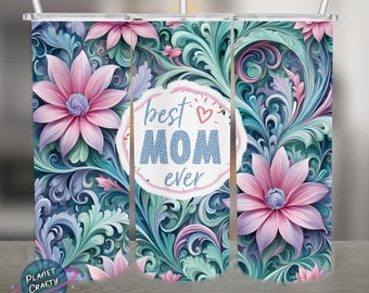 Best Mom Ever Tumbler Wrap, Pastel Pattern, Mom Mother's Day PNG Design, 20Oz Skinny Tumbler Wrap, Digital Download