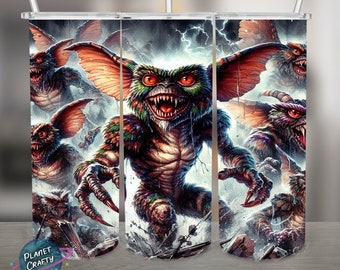 Gremlins, Horror Inspired PNG Design, 20Oz Skinny Tumbler Wrap, Digital Download