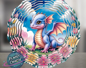 Cute Baby Dragon, Fantasy Inspired, Wind Spinner PNG Design, Digital Download