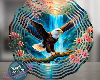 Eagle, Beautiful Design With Waterfall, Wind Spinner PNG Design, Digital Download