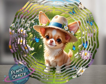 Chihuahua, Beautiful Outdoor Scene, Wind Spinner PNG Design, Digital Download