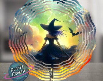 Halloween, Spooky Witch Design, Wind Spinner PNG Design, Digital Download