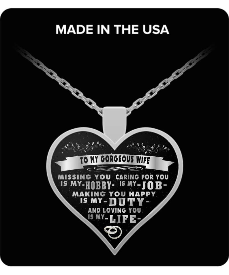 To My Gorgeous Wife Loving You Is Life Silver Pendant Necklace