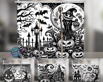 Cute and Funky Lineart Halloween Tumbler Bundle, 12 Different Spooky Designs, 20oz Skinny Tumbler Wraps, Sublimation Designs