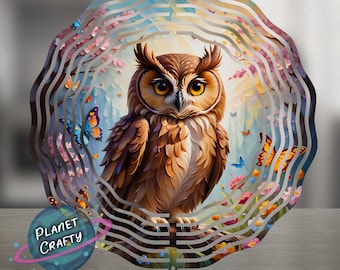 Owl Illustration, Beautiful Outdoor Nature Scene, Wind Spinner PNG Design, Digital Download