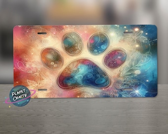 Paw Print, Colorful License Plate PNG Design, Digital Download, pet, dog lover design