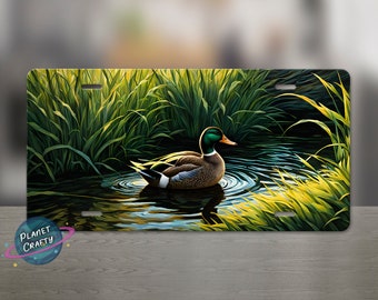 Duck in a Pond, Nature License Plate PNG Design, Digital Download