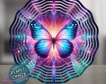 Butterfly, Neon Wind Spinner PNG Design, Digital Download, Garden Decor