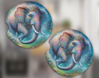 Elephant, Beautiful Artistic Car Coaster PNG Design, Digital Download