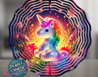 Bright, Colorful Gummy Unicorn Design, Wind Spinner PNG Design, Digital Download