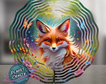 Fox Illustration, Beautiful Outdoor Nature Scene, Wind Spinner PNG Design, Digital Download