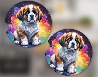 St. Bernard Cute Puppy Design, Car Coaster PNG Design, Digital Download