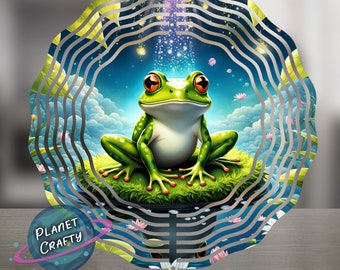 Cute Frog, Fantasy Inspired, Wind Spinner PNG Design, Digital Download