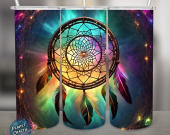 Dreamcatcher, Neon PNG Design, 20Oz Skinny Tumbler Wrap, Digital Download