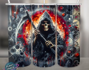Grim Reaper PNG Design, 20Oz Skinny Tumbler Wrap, Digital Download