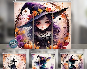 Witch Design Bundle, Fall Accents, Halloween 20oz Skinny Tumbler Wraps, Sublimation Designs
