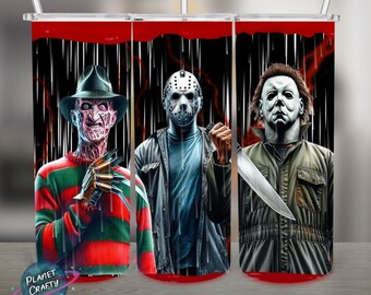 Horror Movie Killer Trio Inspired PNG Design, 20Oz Skinny Tumbler Wrap, Digital Download