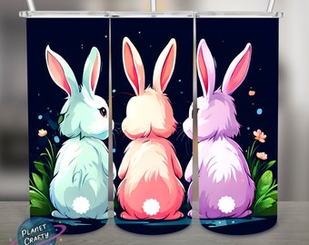 Easter Bunnies From Backside PNG Design, 20Oz Skinny Tumbler Wrap, Digital Download