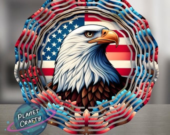 Eagle With USA Flag Behind, Wind Spinner PNG Design, Digital Download