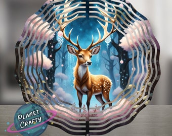 Beautiful Deer in the Woods, Fantasy Inspired Art, Wind Spinner PNG Design, Digital Download