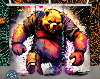 Big, Bad Pooh Bear, Horror Inspired PNG Design, 20Oz Skinny Tumbler Wrap, Digital Download