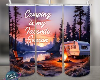 Camping is my Favorite Season, PNG Design, 20Oz Skinny Tumbler Wrap, Digital Download
