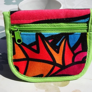 Porte-monnaie / porte carte en velours multicolore, entièrement doublé  – Création artisanale