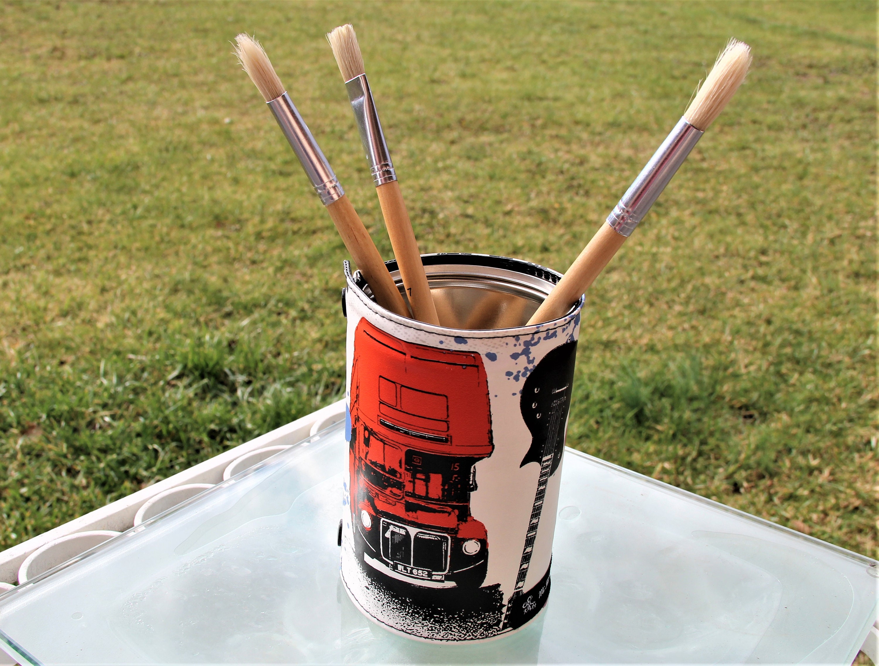 Pot à Crayon en Toile Cirée Motif London» - Création Artisanale