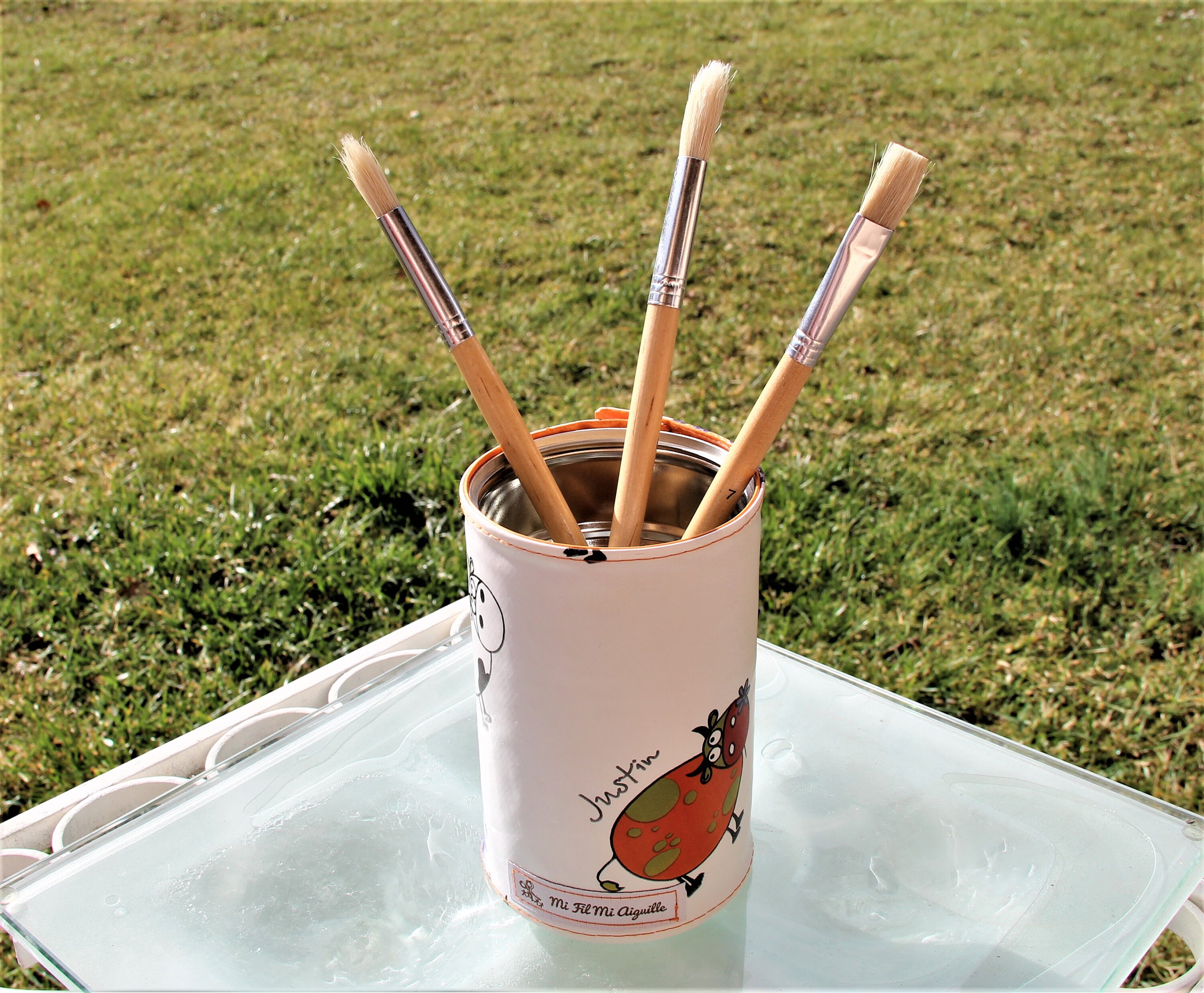 Pot à Crayon en Toile Cirée Motif Vaches - Création Artisanale