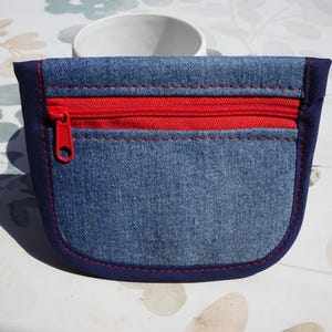 Porte-monnaie / porte carte en jean recyclé, entièrement doublé  – Création artisanale